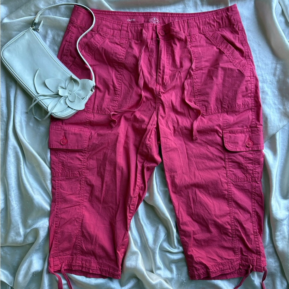 Bright Pink Cargo Capri Pants